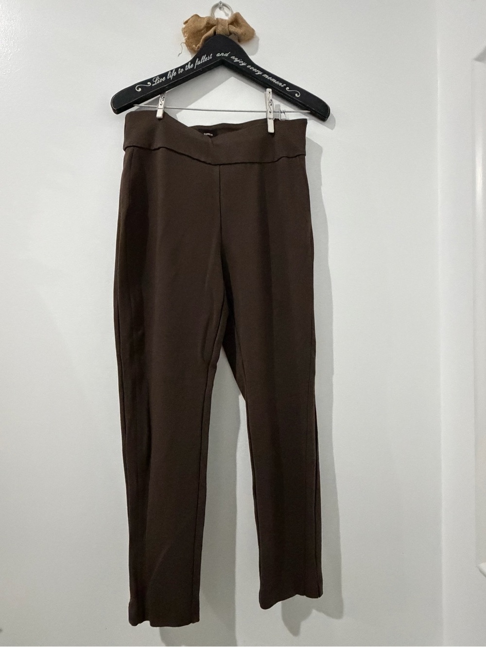 Express Brown Straight-Leg Pull-On Pants